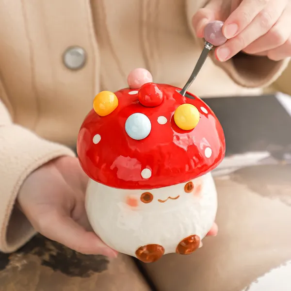 Red small mushroom with legs + colored fork*6