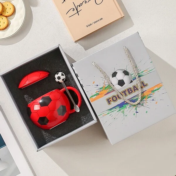 World Cup Football Cup Ceramic  red gift box