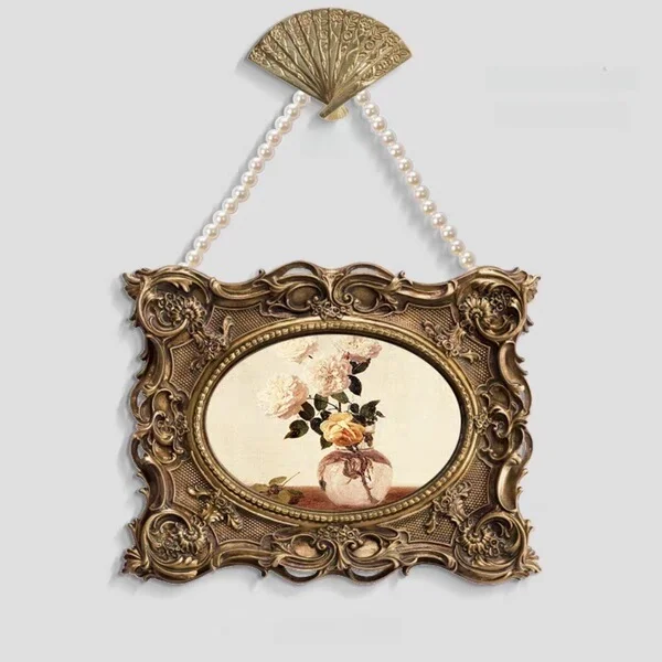 Baroque Pearl Hallway Decorative Painting.  A set (painting + pearl chain + fan)
