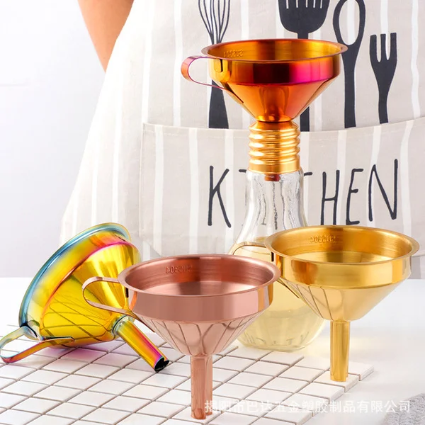 Stainless Steel 304 Funnel Thickeneded Kitchen Large Wide Mouth Filter Conical Small Funnel Household Wine Leakage Oil Leakage Wine Set